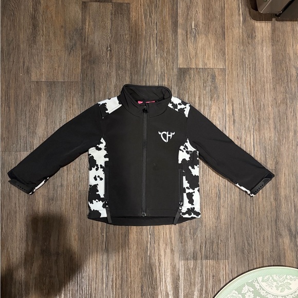 Cowgirl Hardware Other - Cowgirl Hardware Girl's Cow Print Accent Poly Shell Jacket Size 4T